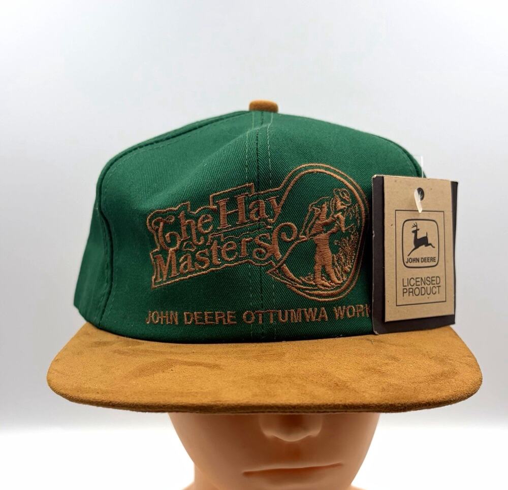 John Deere Hay Masters Green Vintage Cap Suede Brim Adjustable K-Products USA